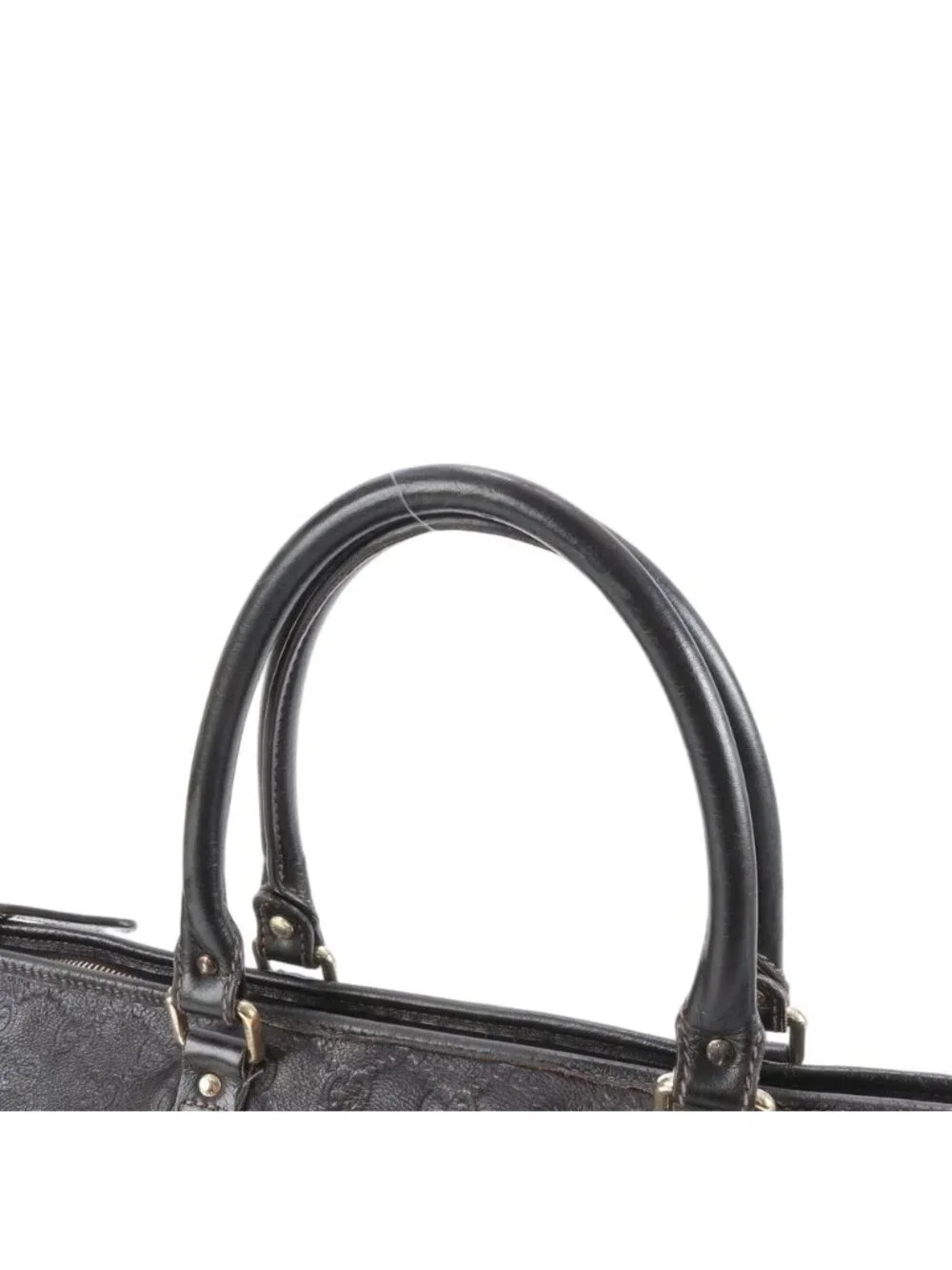 Gucci Guccissima Leather Boston Bag Tote Carry Brown
